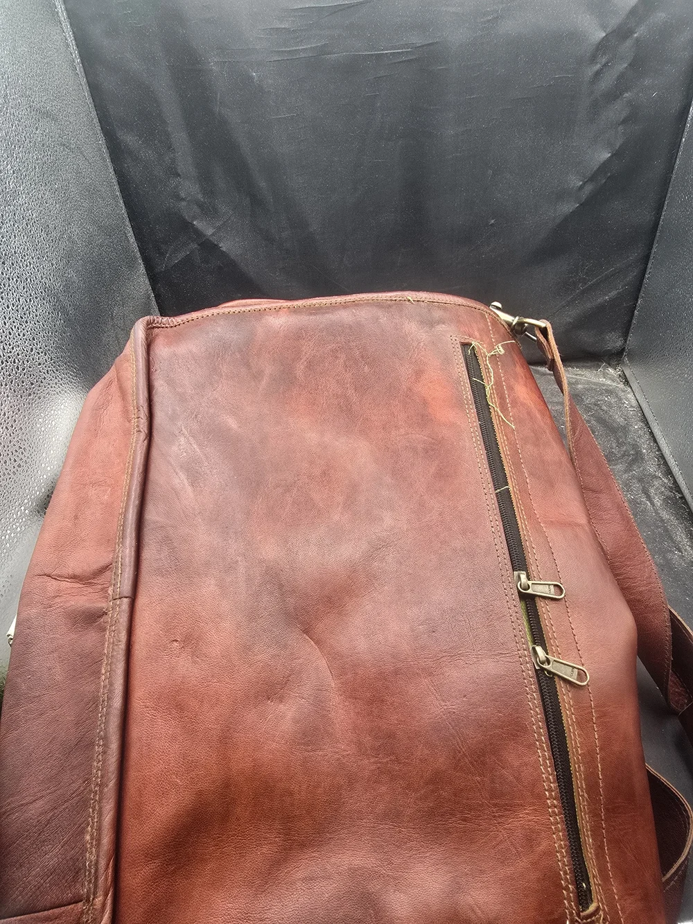 Vintage-Style Brown Leather Briefcase with Brass Hardware